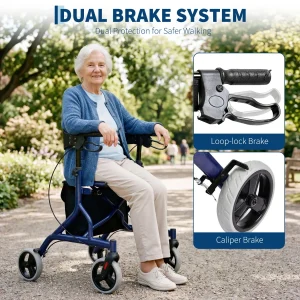 Collapsible Aluminum Rollator Walker for Seniors - Heavy Duty